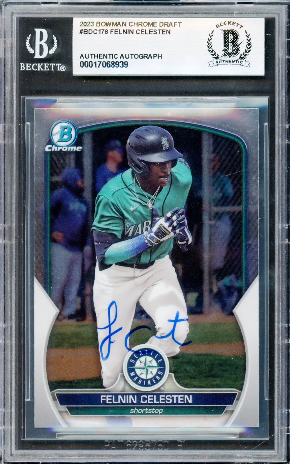 Felnin Celesten Auto Signed 2023 Bowman Chrome Draft RC BDC178 Mariners Beckett
