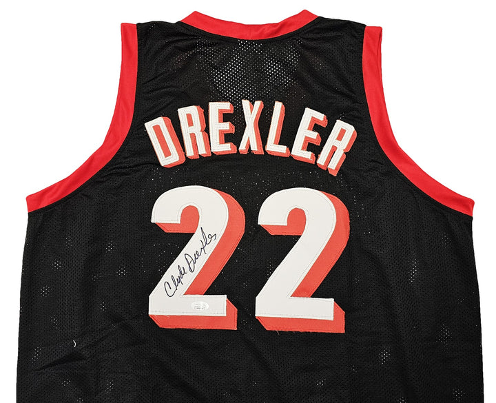 Portland Trail Blazers Clyde Drexler Autographed Signed Black Jersey JSA