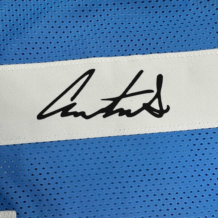 Framed Facsimile Autographed Austin Simmons 35x39 Blue Reprint Laser Auto Jersey