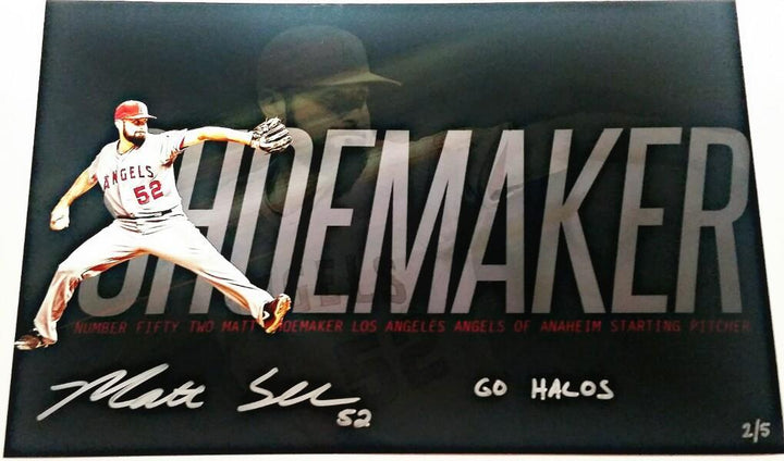MATT SHOEMAKER Signed Metallic 11x17 Photo AUTO Angels "GO HALOS" Silver LE 2/5