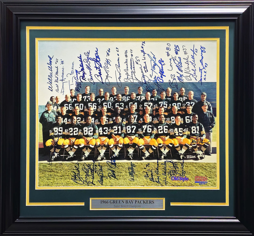1966 Green Bay Packers Auto Auto Framed 16x20 Photo 34 Sigs Bart Starr Beckett