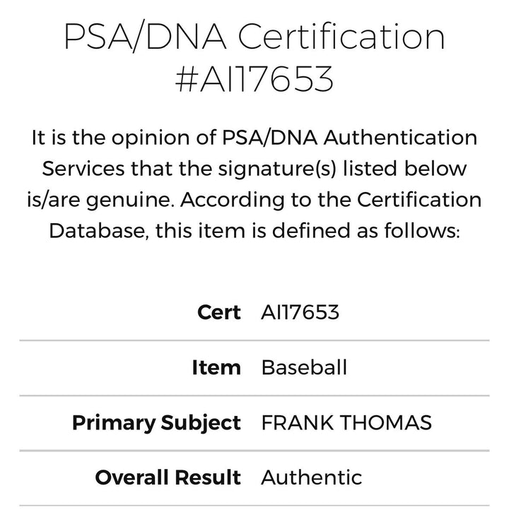 Frank Thomas Signed Official AL Baseball White Sox Rookie #35 Vintage Auto Psa