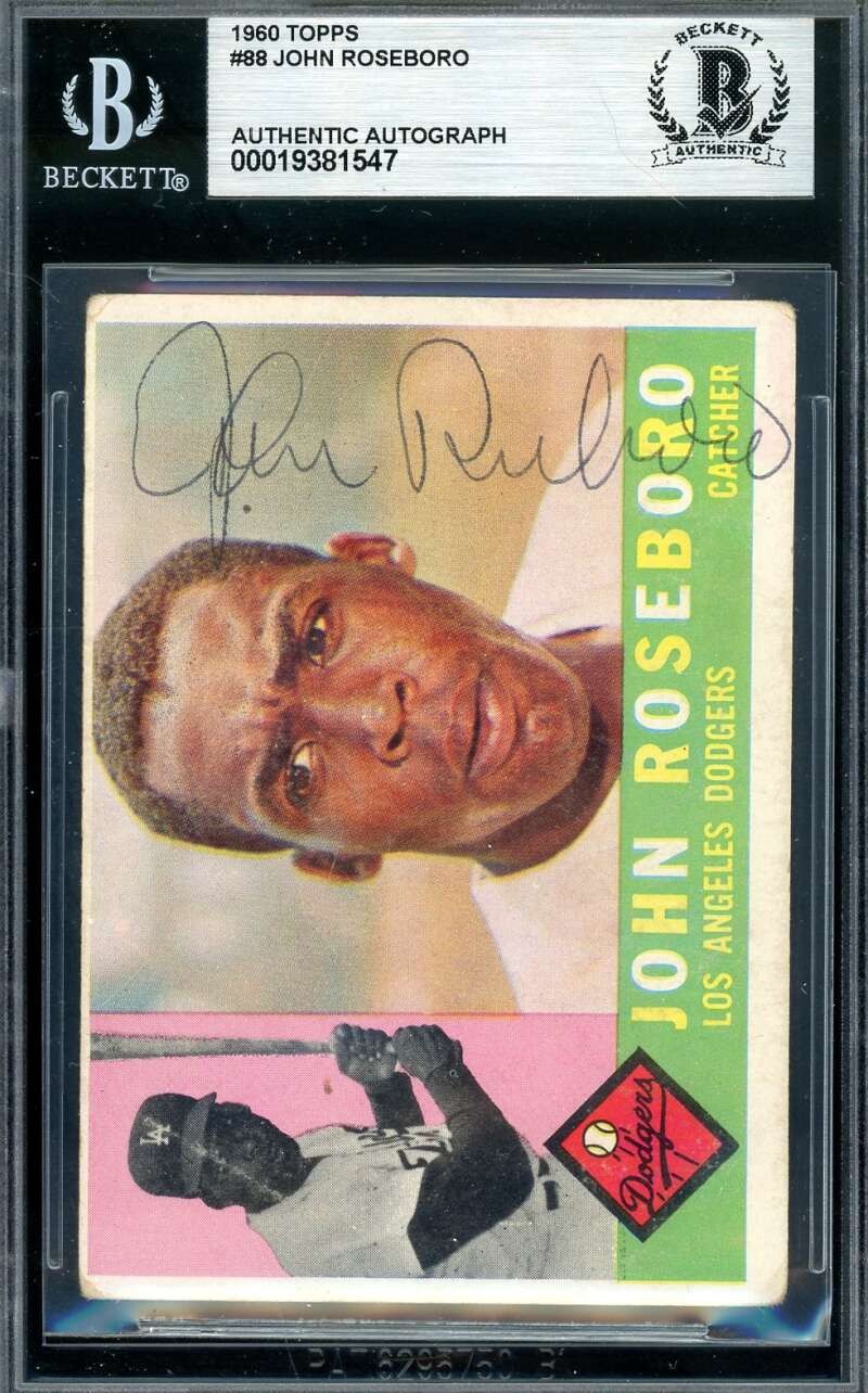 John Roseboro Beckett BAS Signed 1960 Topps Autograph