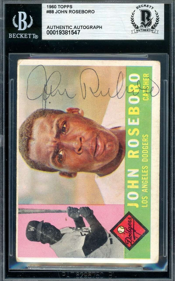 John Roseboro Beckett BAS Signed 1960 Topps Autograph