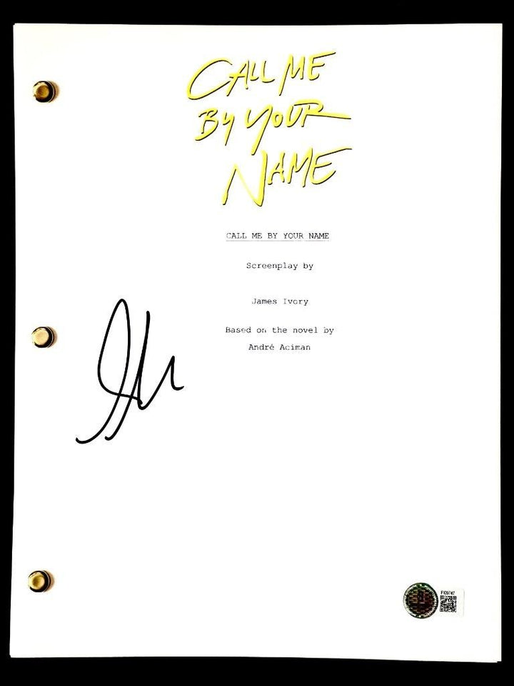 Armie Hammer signed Call Me By Your Name script autograph ~ Beckett BAS
