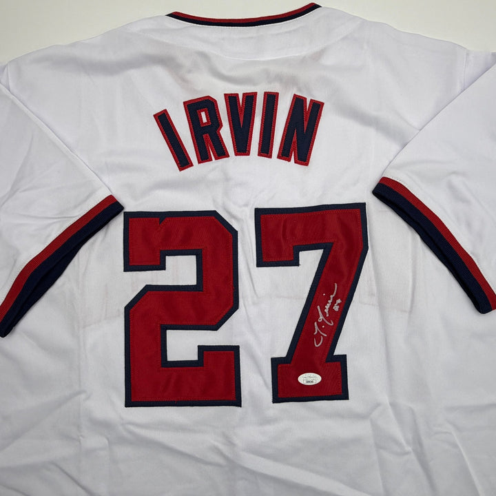 Autographed/Signed Jake Irvin Washington White Baseball Jersey JSA COA