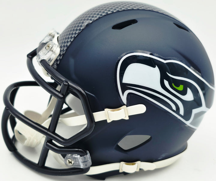 Mike Macdonald Signed Seahawks Blue Speed Mini Helmet Beckett Witness