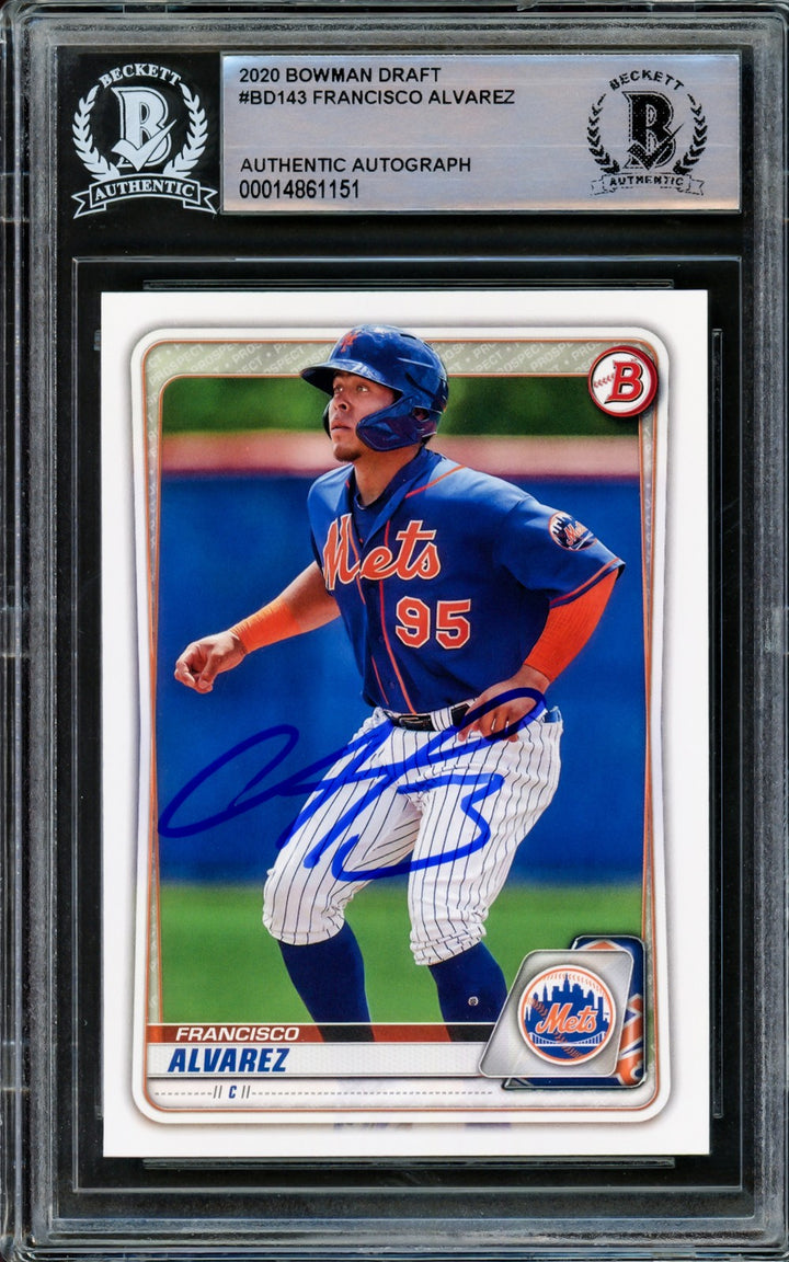 Francisco Alvarez Signed 2020 Bowman Draft RC BD-143 New York Mets Beckett