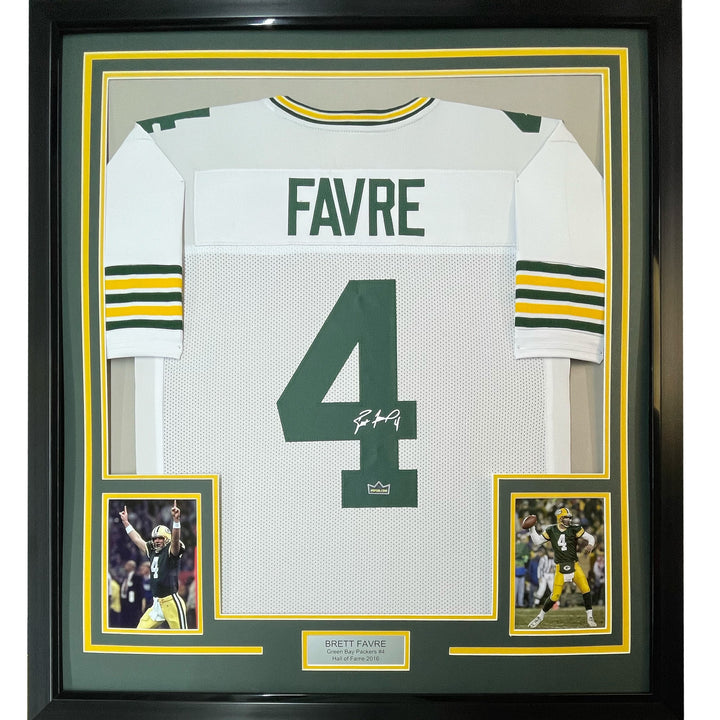 Framed Facsimile Autographed Brett Favre 33x42 Green Bay Reprint Auto Jersey