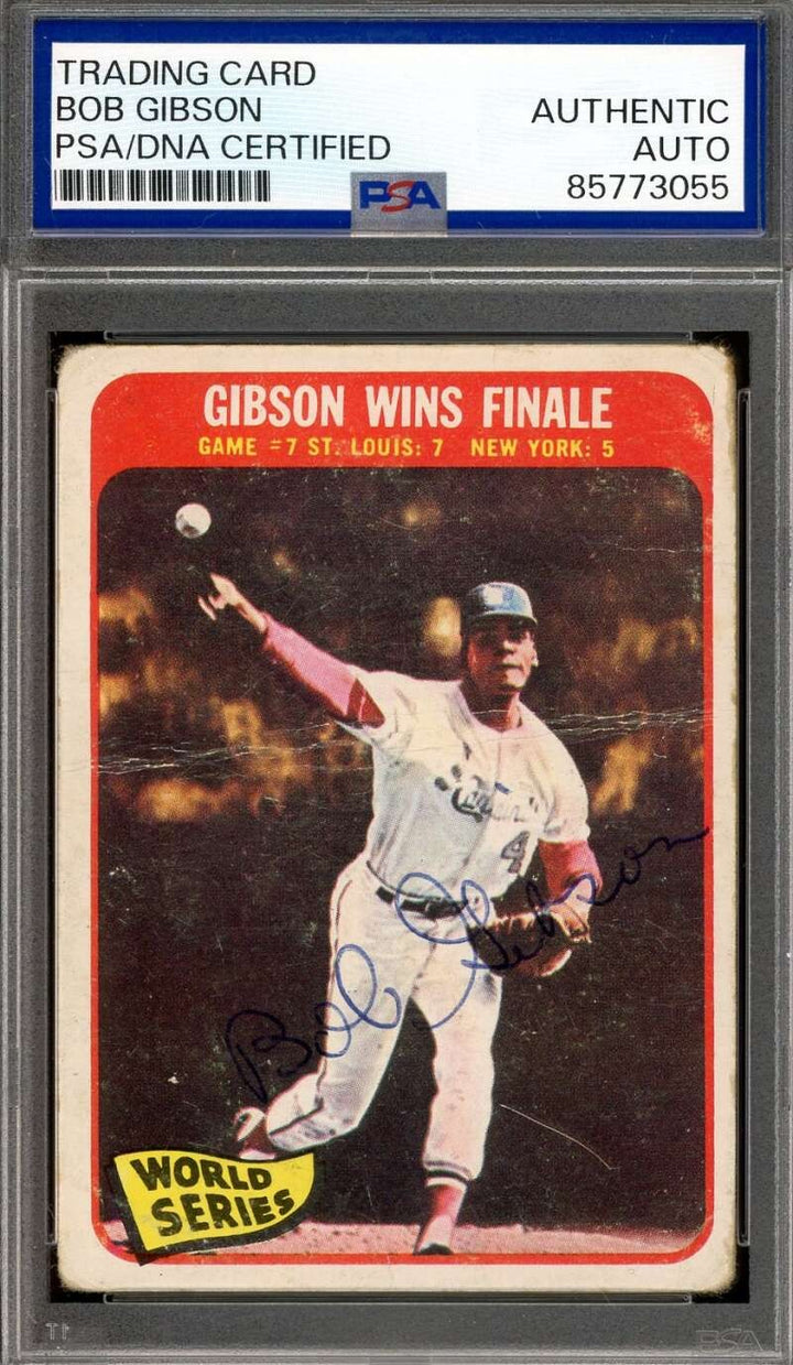 Bob Gibson PSA DNA Vintage Signed 1965 Topps 1964 World Series Autograph