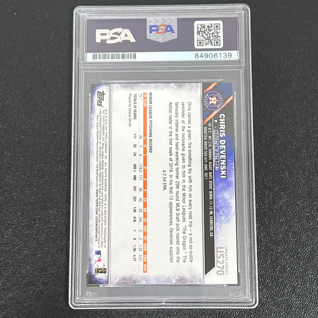 2016 Topps Update #US270 Chris Devenski Signed Card PSA Slabbed Auto Grade 10 As