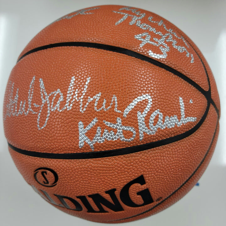 Showtime Lakers team signed NBA Basketball Beckett BAS COA Jabbar Magic Worthy +