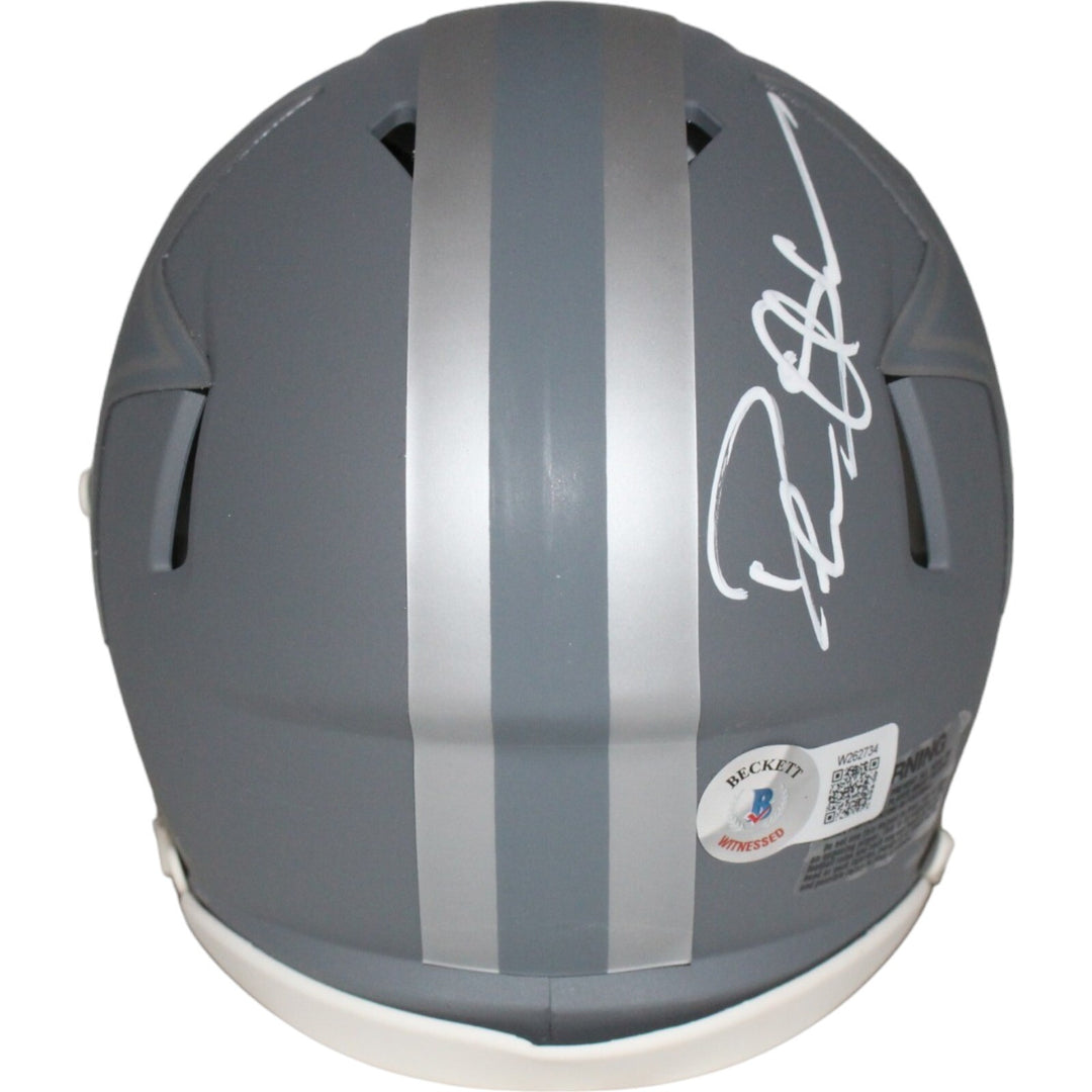 Deion Sanders Autographed/Signed Dallas Cowboys Slate Mini Helmet Beckett 42767