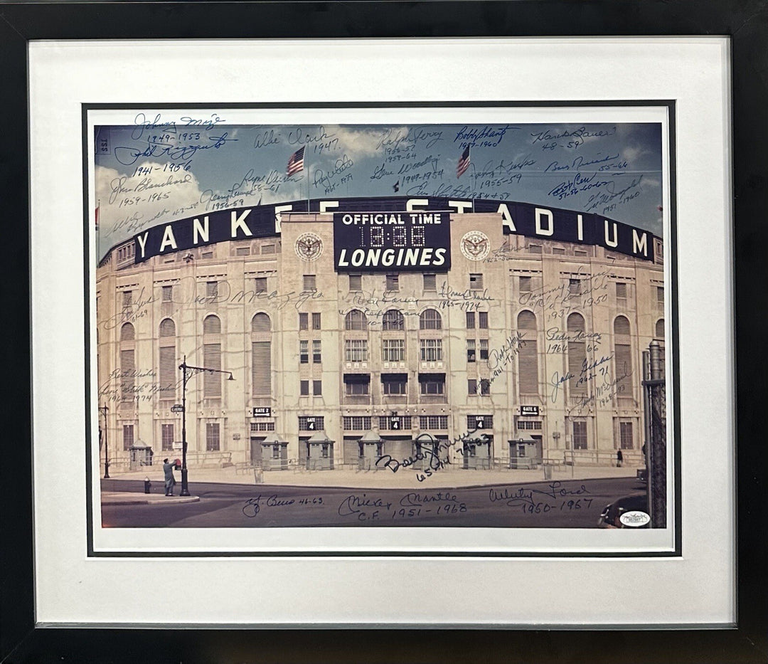 Yankees Signed 16x20 Framed Photo Yankee Stadium 34 Auto Mickey Mantle HOF Jsa