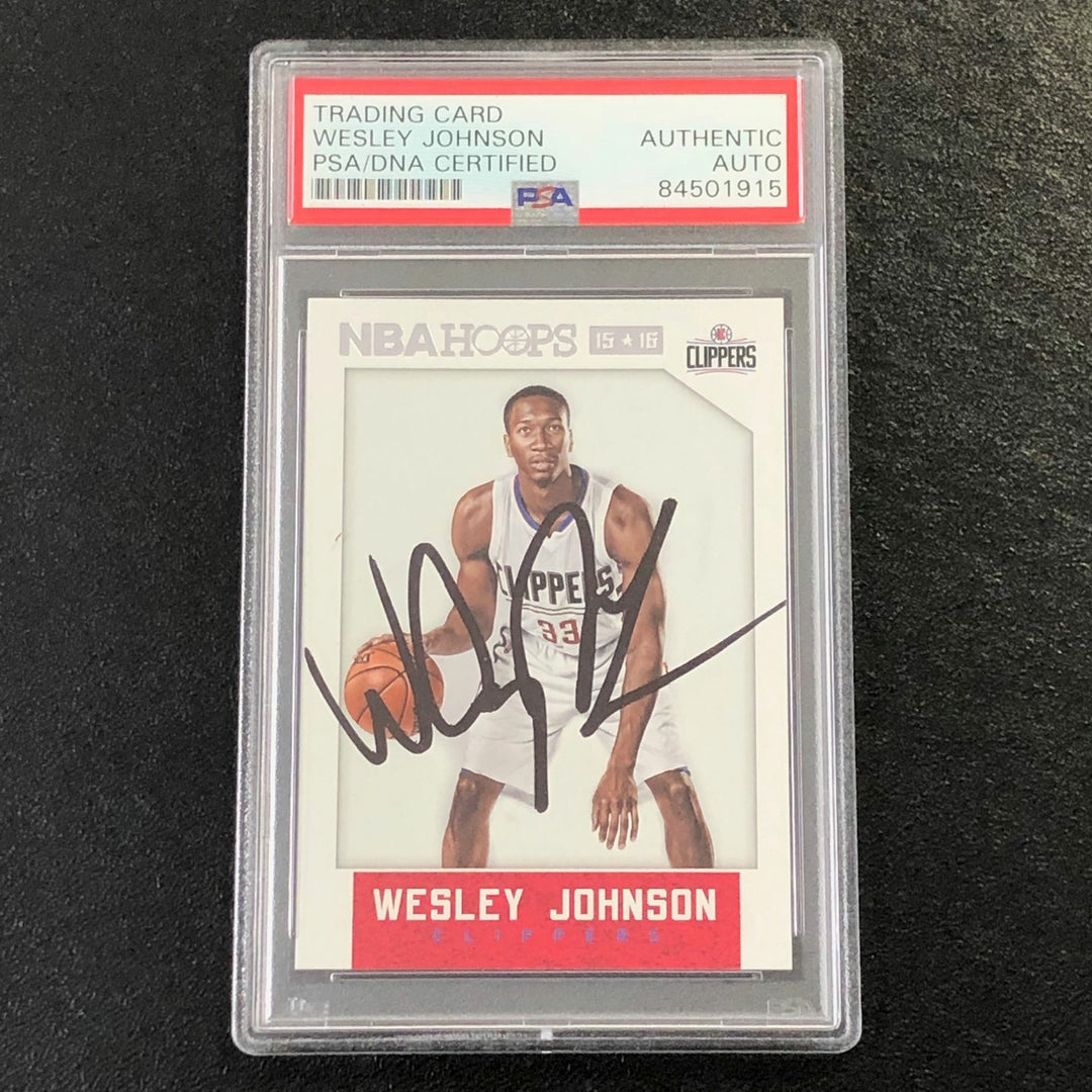 2015-16 NBA Hoops #233 Wesley Johnson Signed Card Autographed PSA Slabbed Clippe