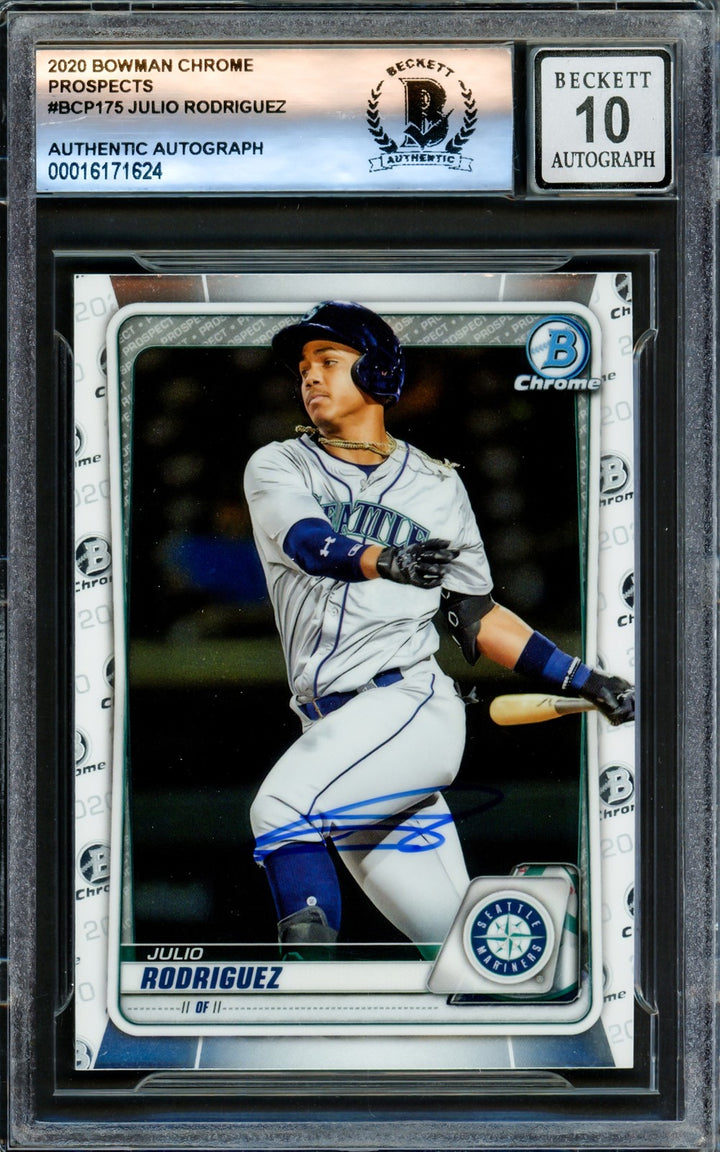 Julio Rodriguez Auto 2020 Bowman Chrome Prospects Card BCD175 Sig 10 BAS