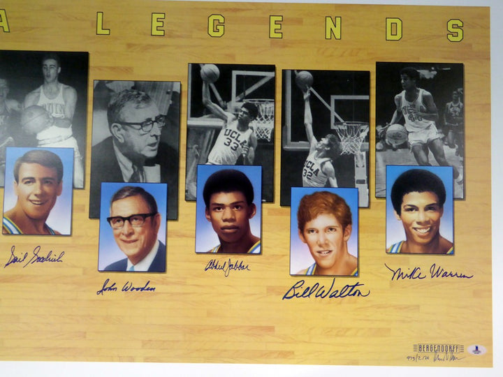 UCLA Bruins Legends Auto Lithograph 7 Sig Kareem Abdul-Jabbar Wooden Bill Walton