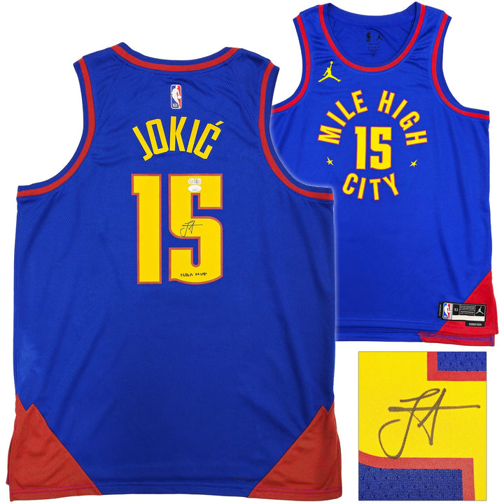 Nuggets Nikola Jokic Auto Blue Nike Statement Edition Jersey Size 52 NBA MVP JSA