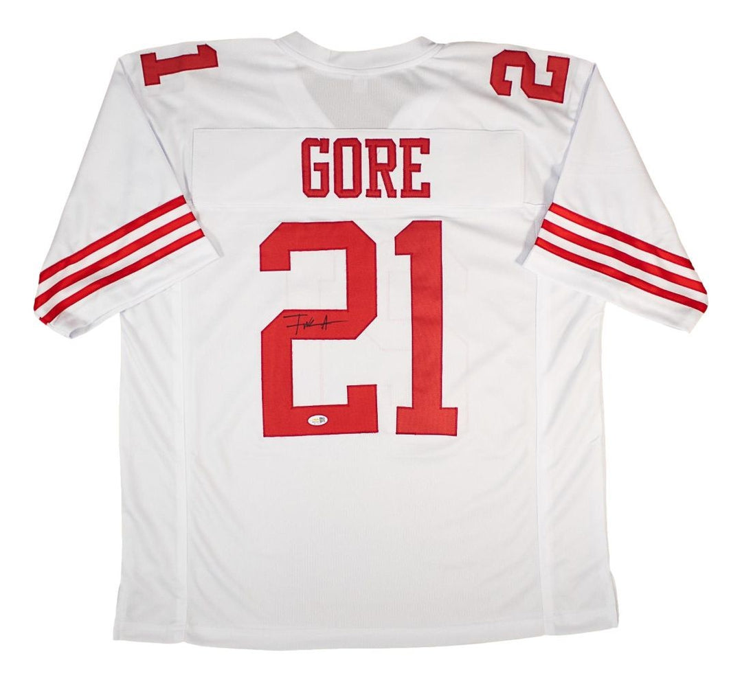 Frank Gore San Francisco Signed White Football Jersey JSA QR Hologram