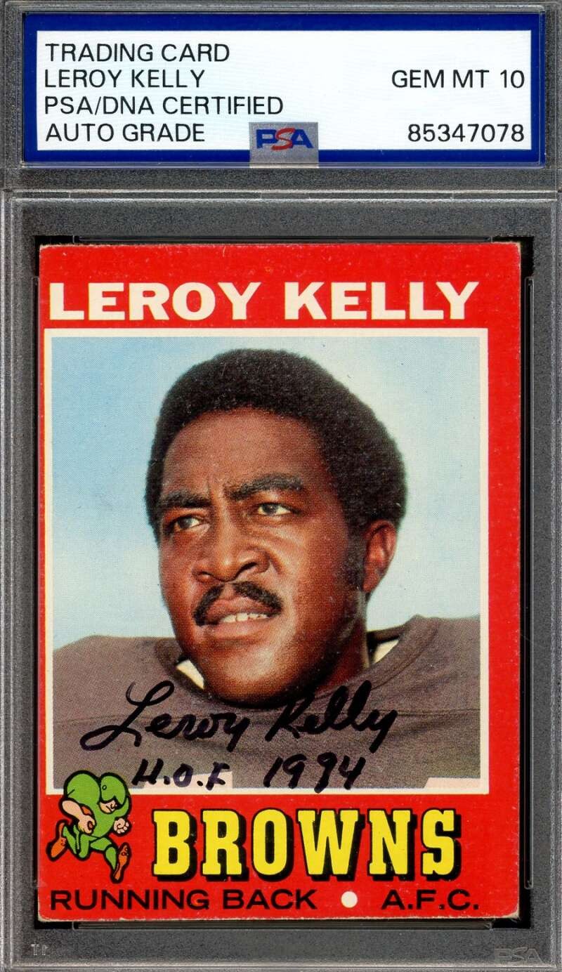 Leroy Kelly Gem Mint 10 PSA DNA Signed 1971 Topps Autograph