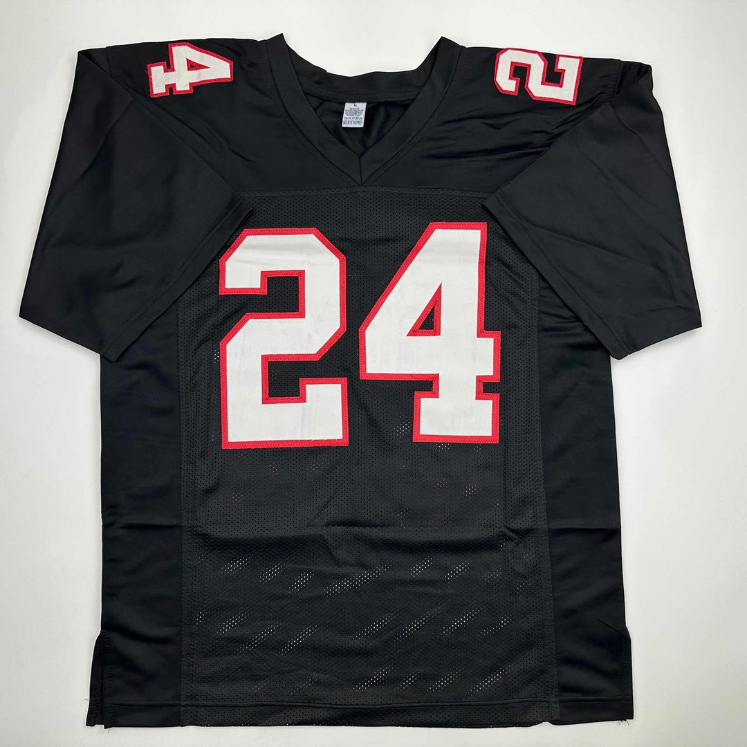 Autographed/Signed Devonta Freeman Atlanta Retro Black Jersey Beckett COA