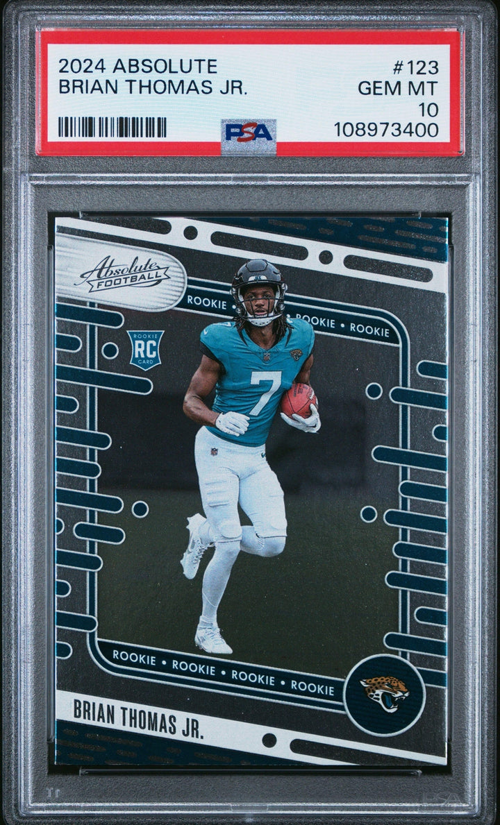 Graded 2024 Panini Absolute Brian Thomas Jr #123 Rookie RC Football Card PSA 10
