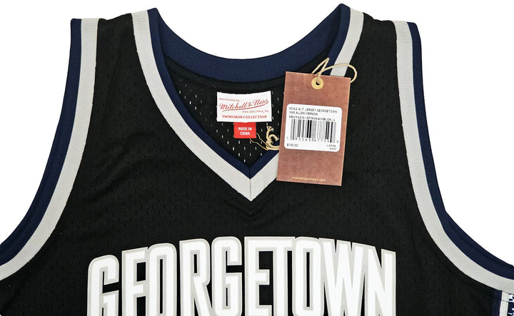 Georgetown Hoyas Allen Iverson Auto Black Mitchell Ness 95 College Jersey L BAS