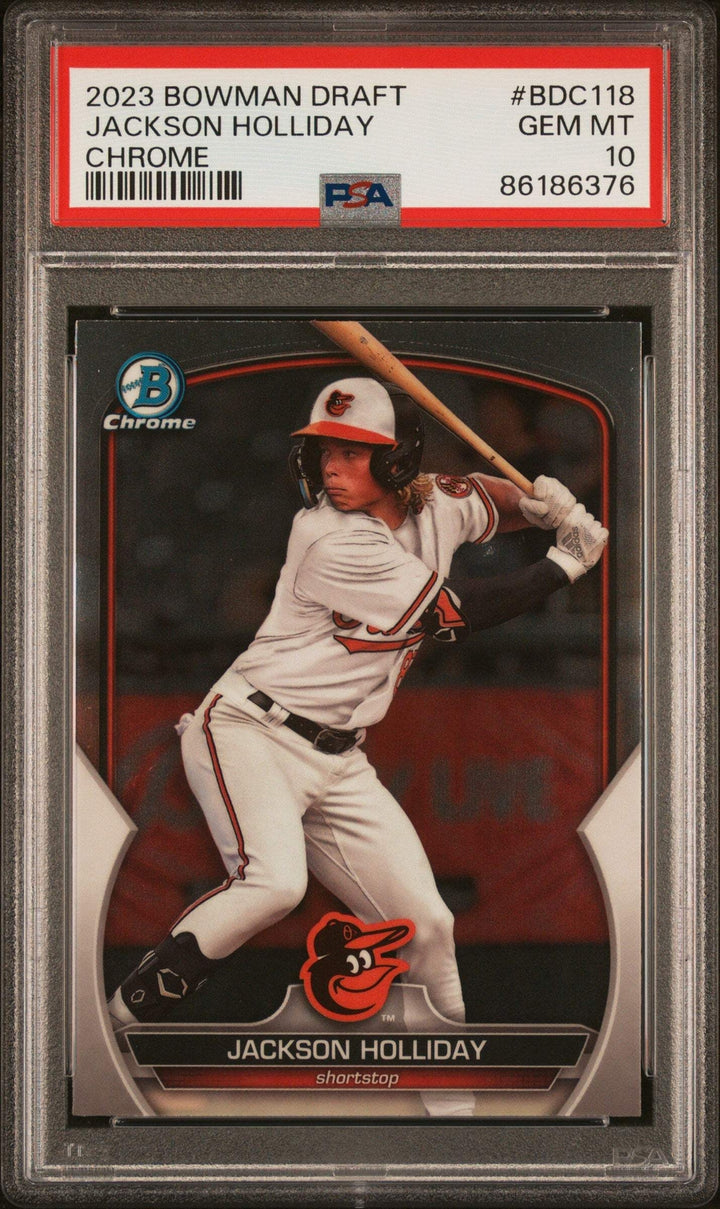 Graded 2023 Bowman Draft Jackson Holliday #BDC118 Chrome RC Baseball Card PSA 10