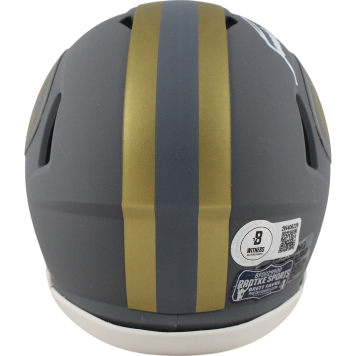 Brett Favre Autographed Green Bay Packers Slate Mini Helmet Beckett 49231