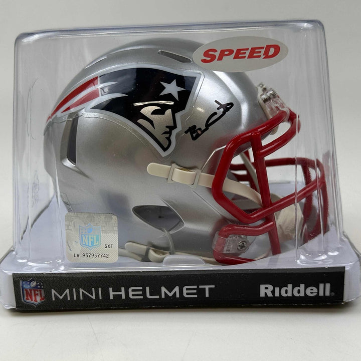Autographed/Signed Ben Coates Patriots Mini Helmet Beckett BAS COA