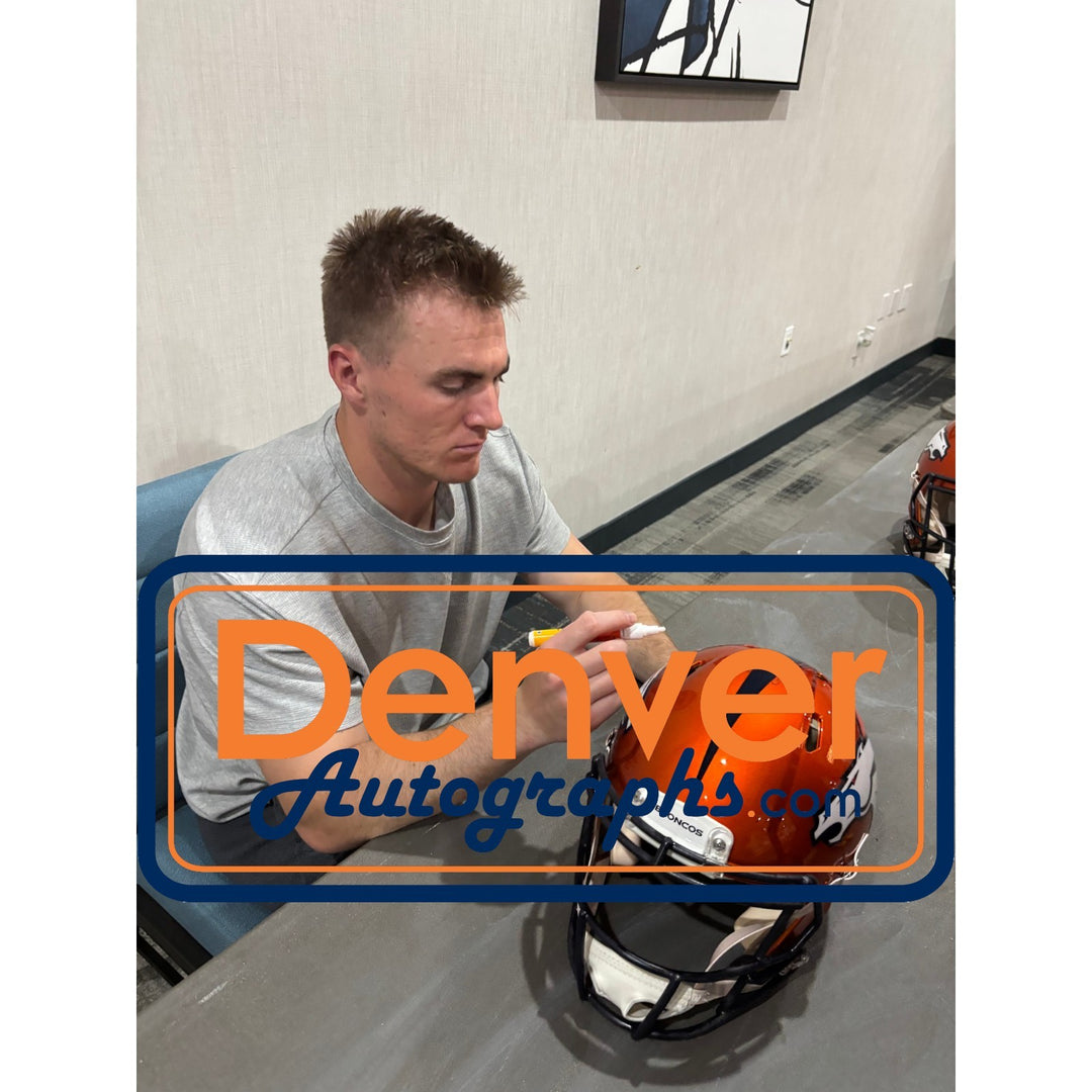 Bo Nix Autographed Denver Broncos Authentic Flash Helmet Beckett Witness 57284