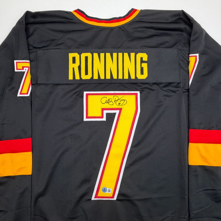 Autographed/Signed Cliff Ronning Vancouver Black Jersey Beckett BAS COA