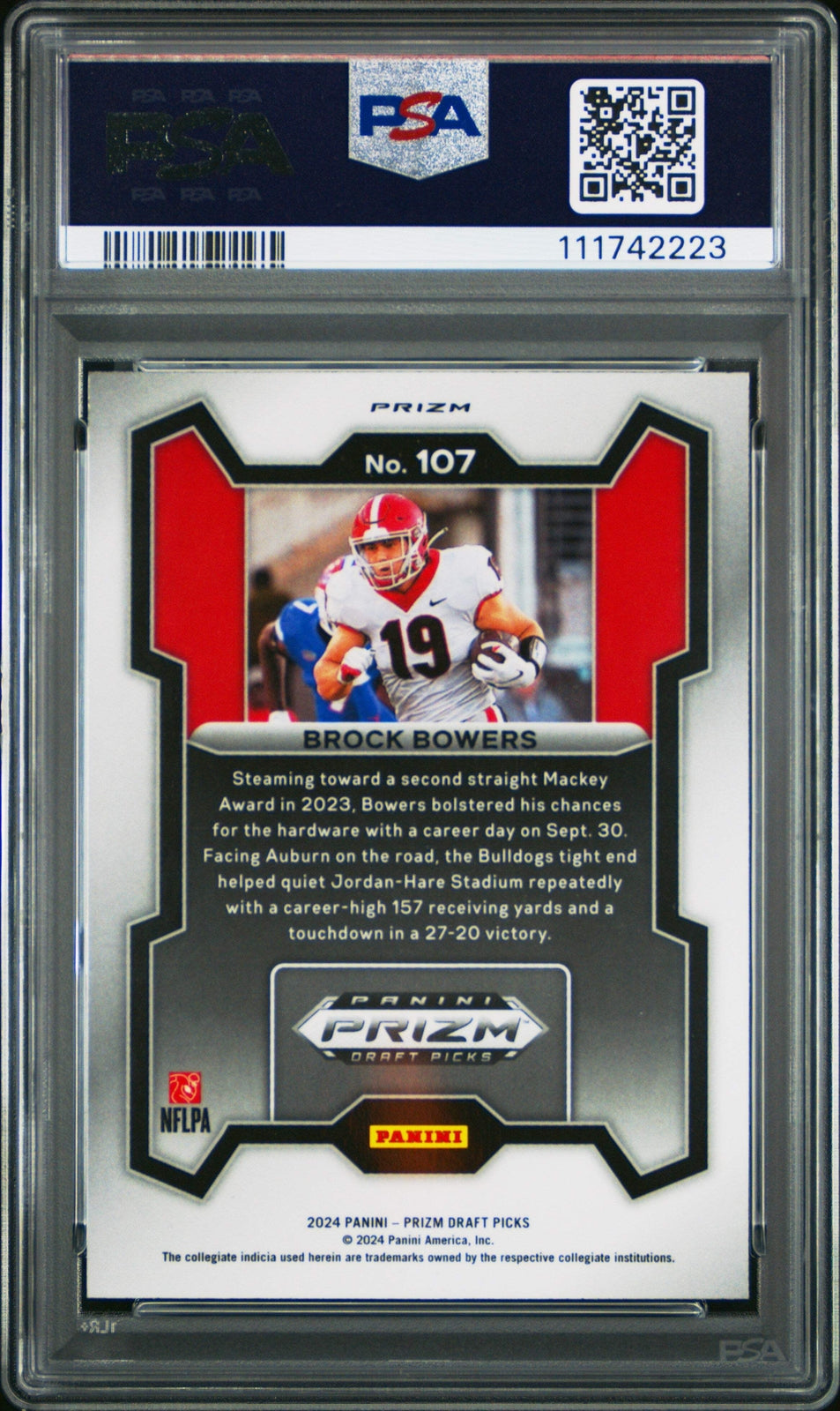 Graded 2024 Panini Prizm DP Brock Bowers #107 Silver Rookie Football Card PSA 10