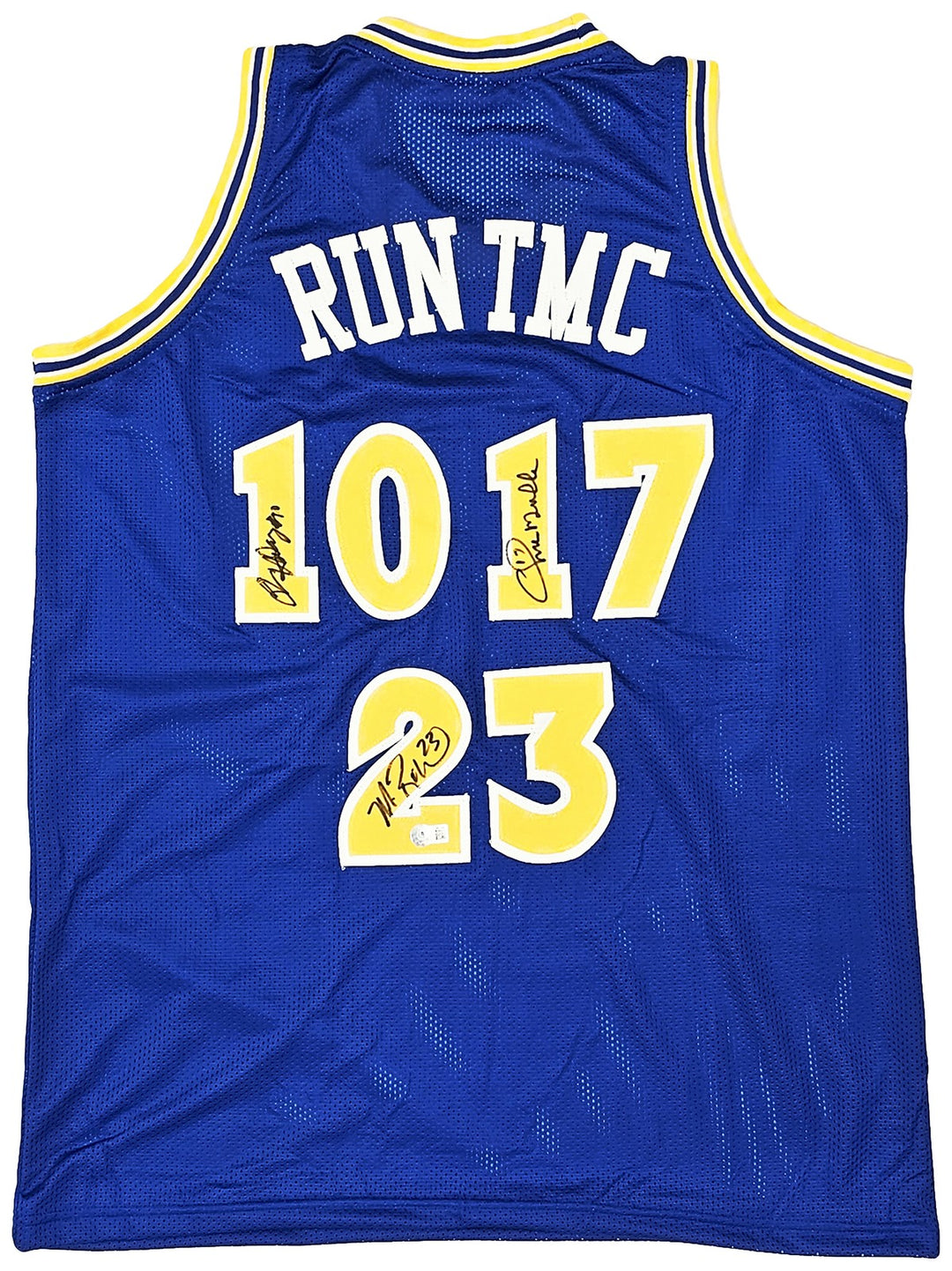 Warriors Chris Mullin, Tim Hardaway & Richmond Auto Blue Jersey Run TMC Beckett