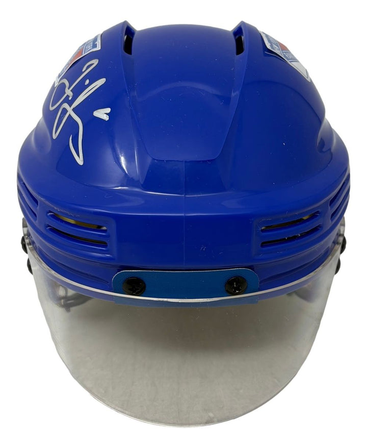 Jaromir Jagr Signed New York Rangers Blue Mini Helmet JSA QR