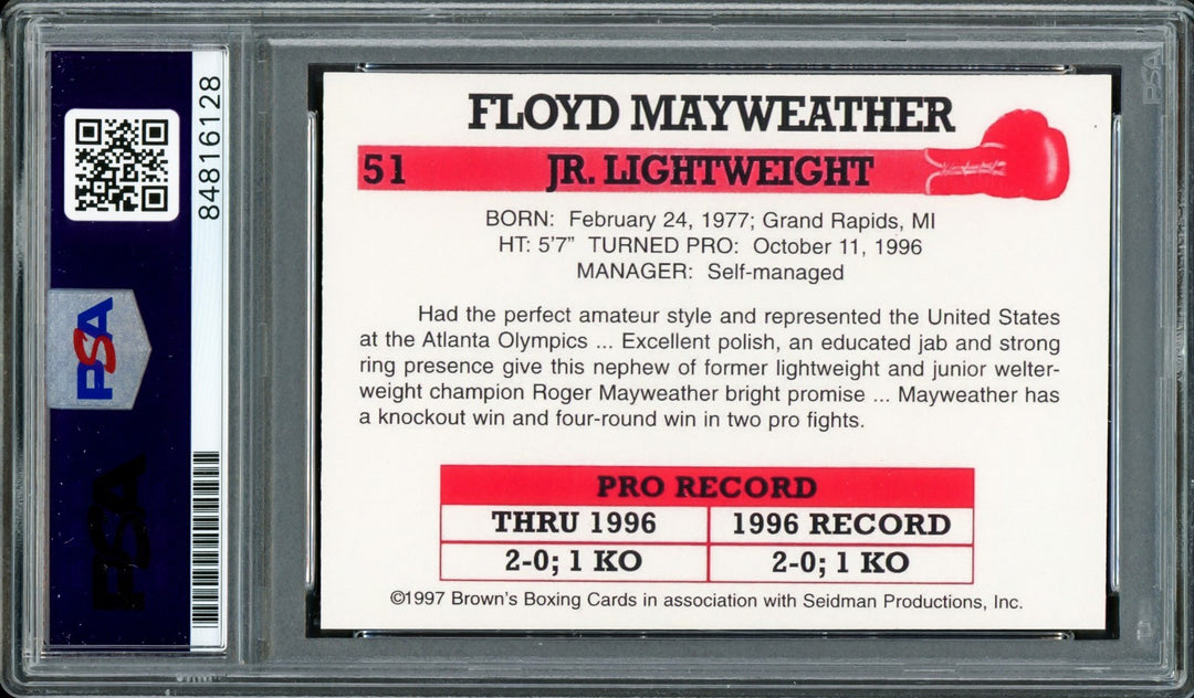 Floyd Mayweather Jr Auto 1997 Browns Boxing Rookie Reprint 51 Sig 10 Money Team