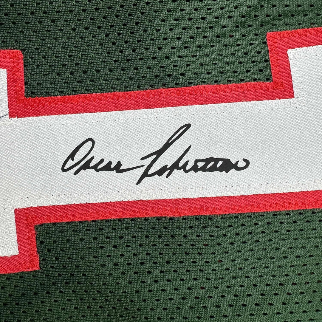 Framed Facsimile Autographed Oscar Robertson 33x42 Green Reprint Laser Jersey