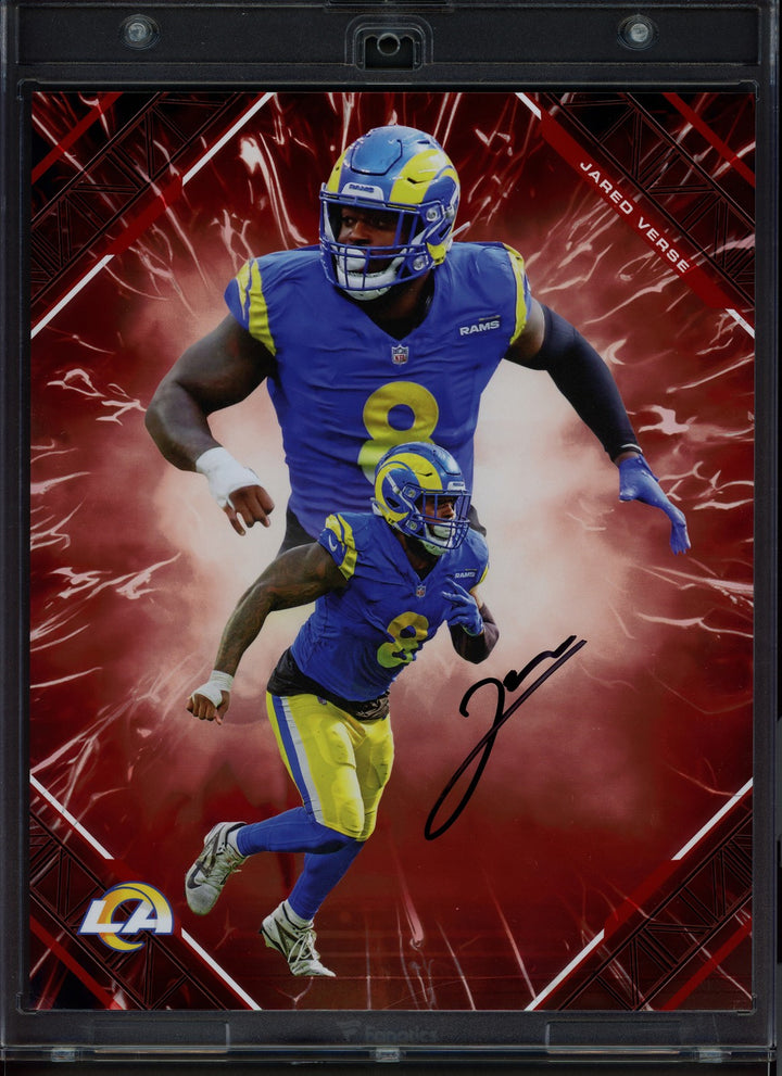 Jared Verse Auto 2025 Under Wraps NFL Emanate Fire Red Card Rams #2/5
