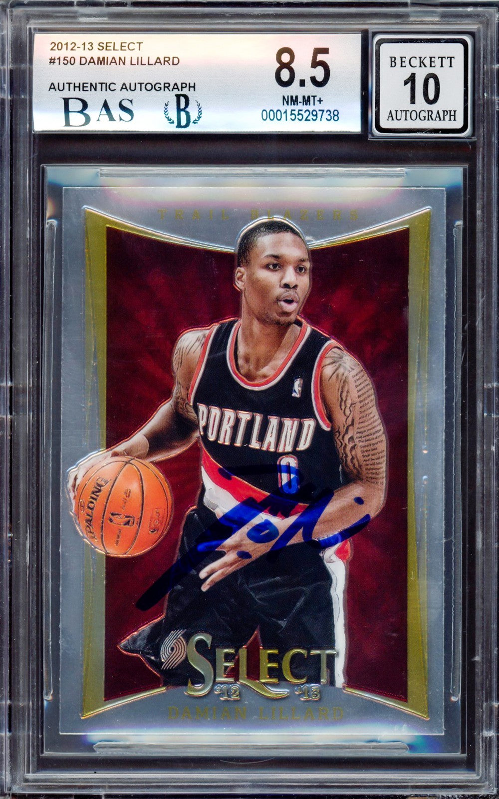 Damian Lillard Auto 2012-13 Panini Select RC 150 Blazers BGS 8.5 Sig 10 Beckett
