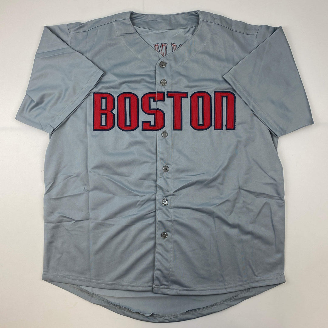 Autographed/Signed Fred Lynn Boston Grey Baseball Jersey JSA COA
