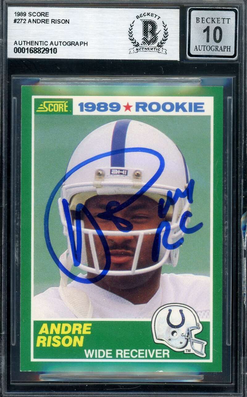 Andre Rison Gem Mint 10 Beckett BAS Signed 1989 Score Rookie Autograph