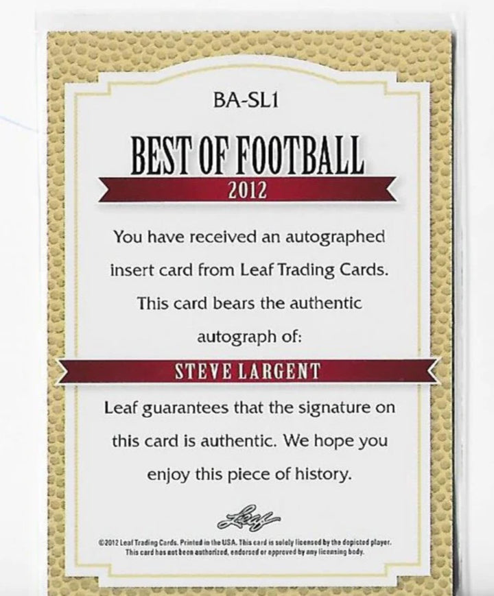 Steve Largent 2012 Leaf #BA-SL1 Autograph Card