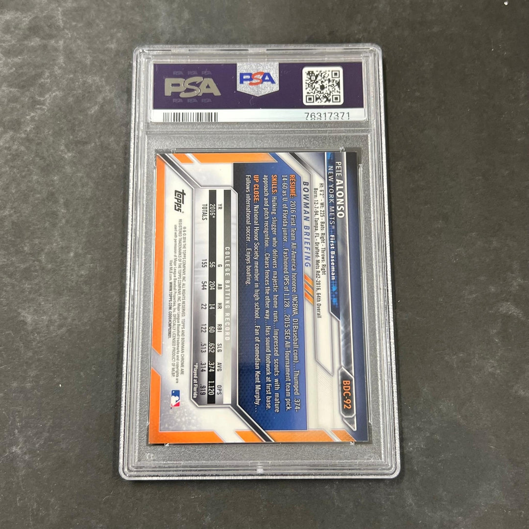 2016 Bowman Draft #BDC92 Pete Alonso Graded Card PSA Slabbed GEM MT 10 Mets