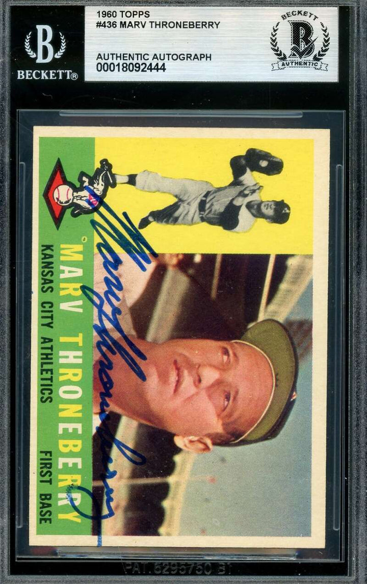 Marv Throneberry Beckett BAS Signed 1960 Topps Autograph