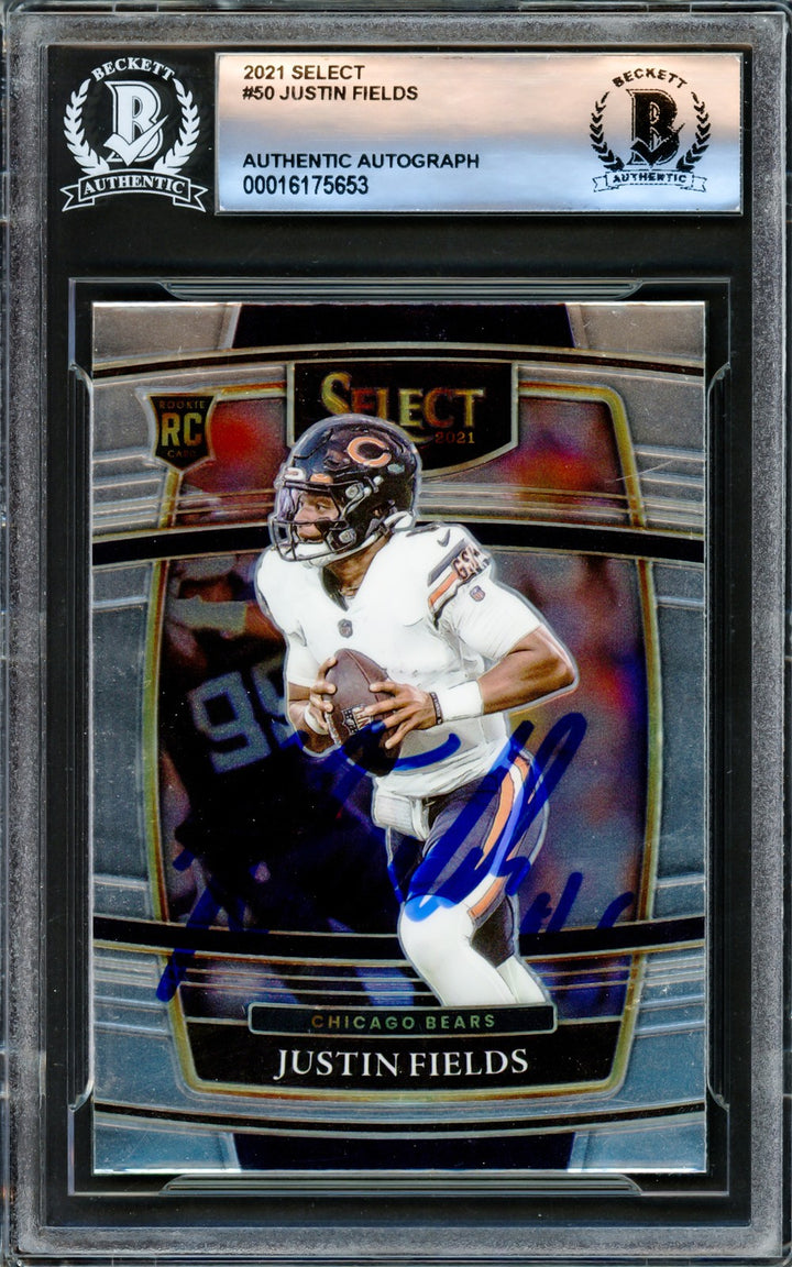 Justin Fields Autographed Signed 2021 Select RC 50 Chicago Bears Beckett
