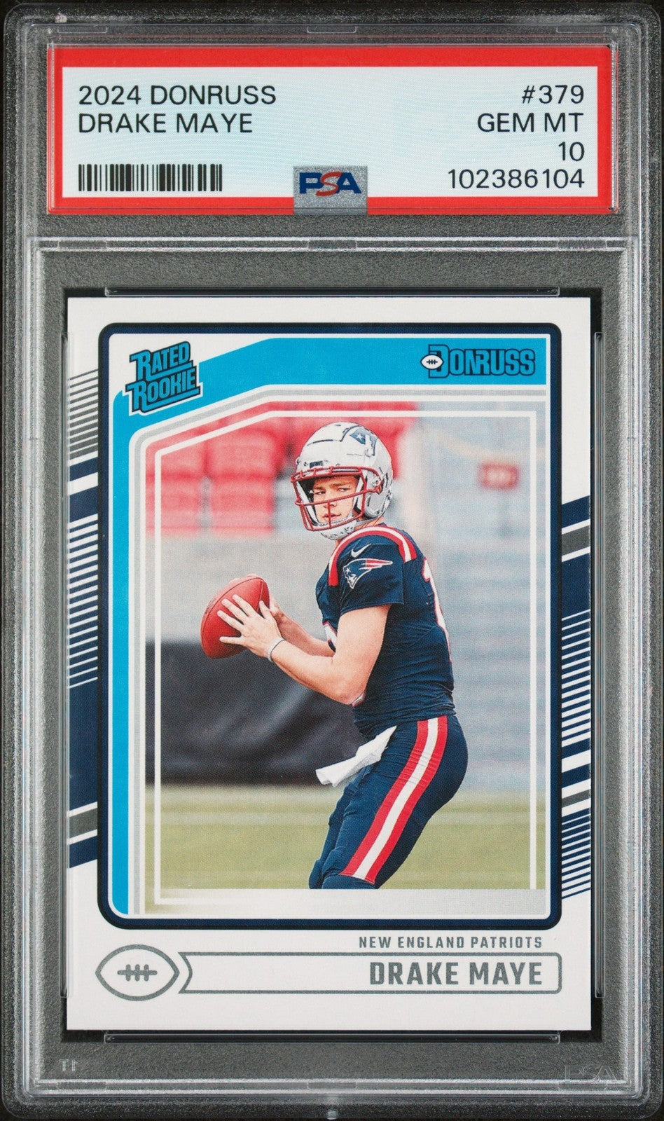 Graded 2024 Panini Donruss Drake Maye #379 Rookie Card PSA 10 Gem Mint