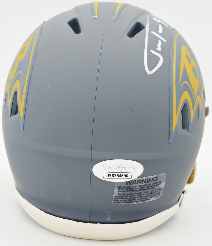 Justin Tucker Auto Signed Baltimore Ravens Slate Gray Speed Mini Helmet JSA