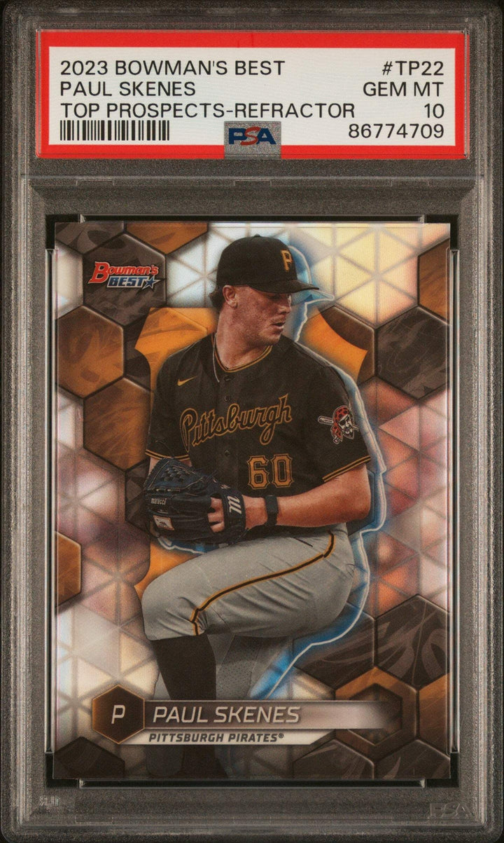 Graded 2023 BWM Best Paul Skenes #TP22 Top Prospects REF RC Baseball Card PSA 10