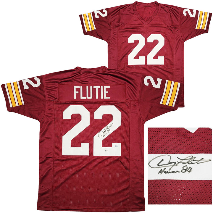 Boston College Eagles Doug Flutie Signed Red Jersey Beckett BAS Witness