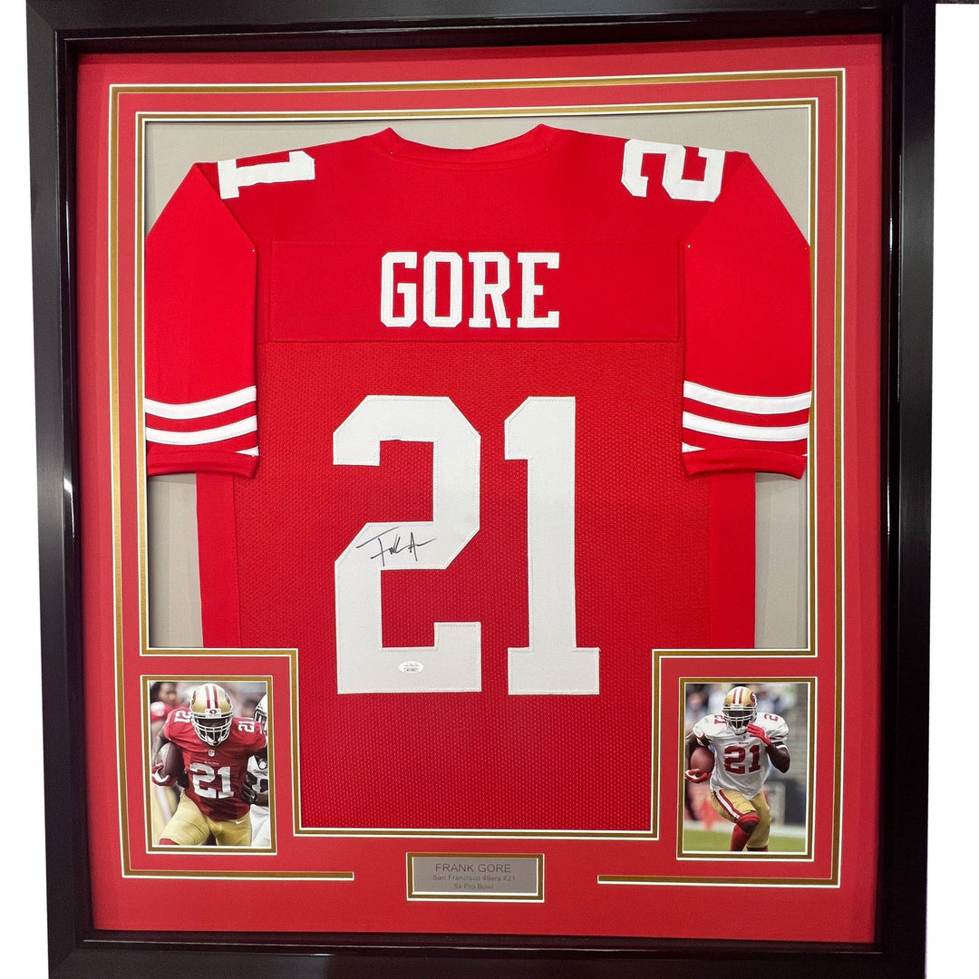 FRAMED Signed FRANK GORE 35x39 San Francisco Red Jersey JSA COA Auto